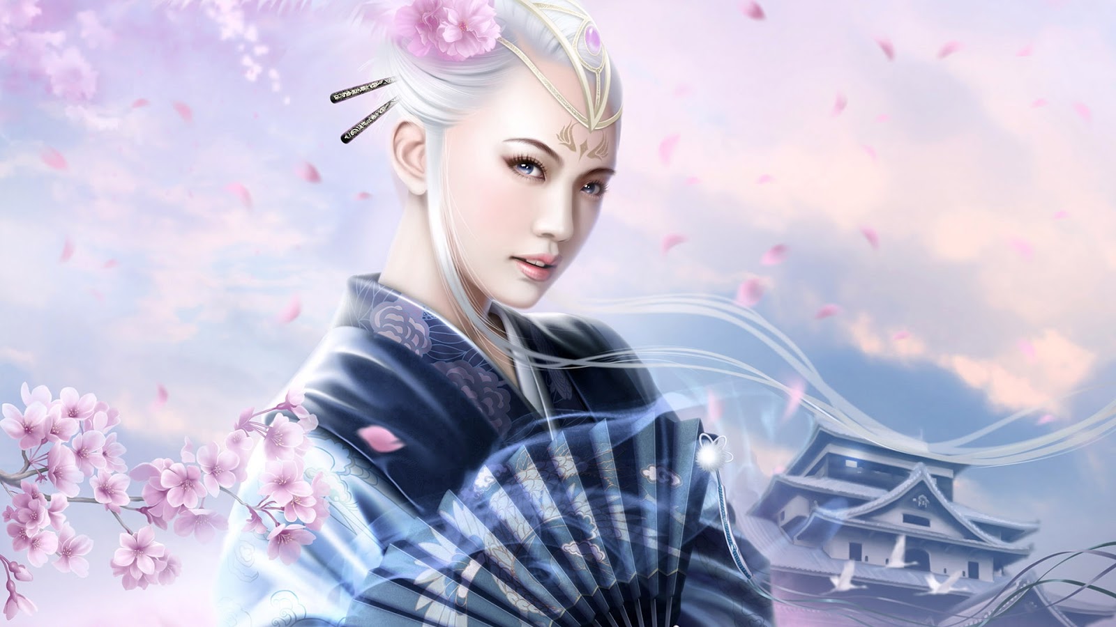 Female Wallpapers For Computer - 3d White Hair Girl - HD Wallpaper 