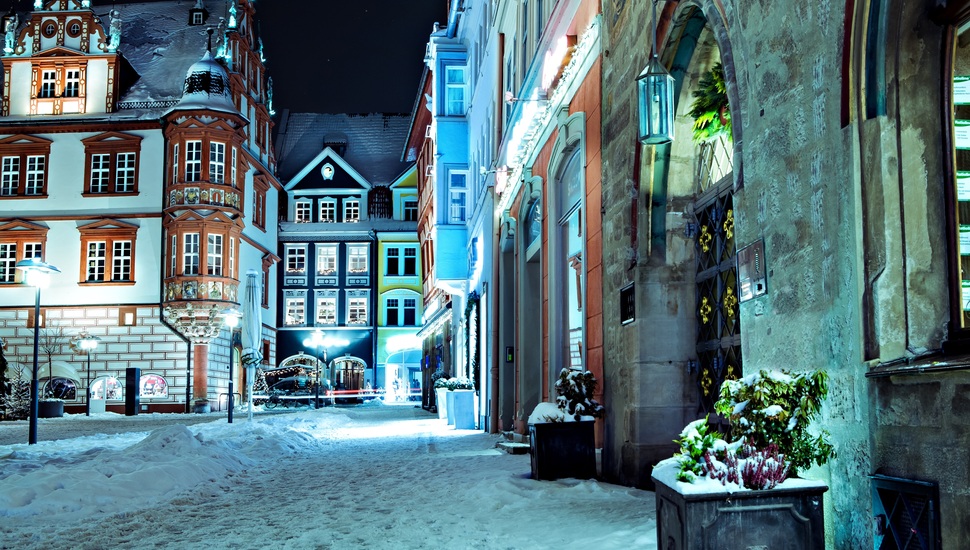 Night, Building, Home, Snow, Street, Road, Deutschland, - Germany Desktop Backgrounds - HD Wallpaper 