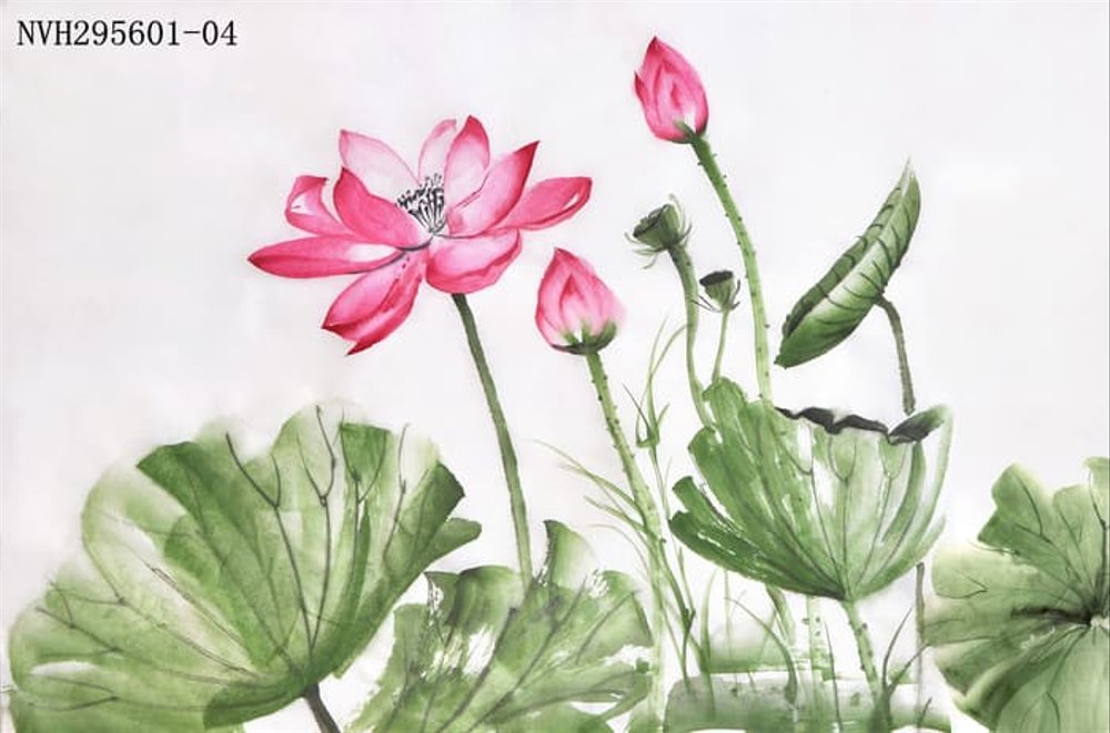 Wallpaper Mural Foto Bunga Teratai - Painting Lotus Flowers Watercolor - HD Wallpaper 
