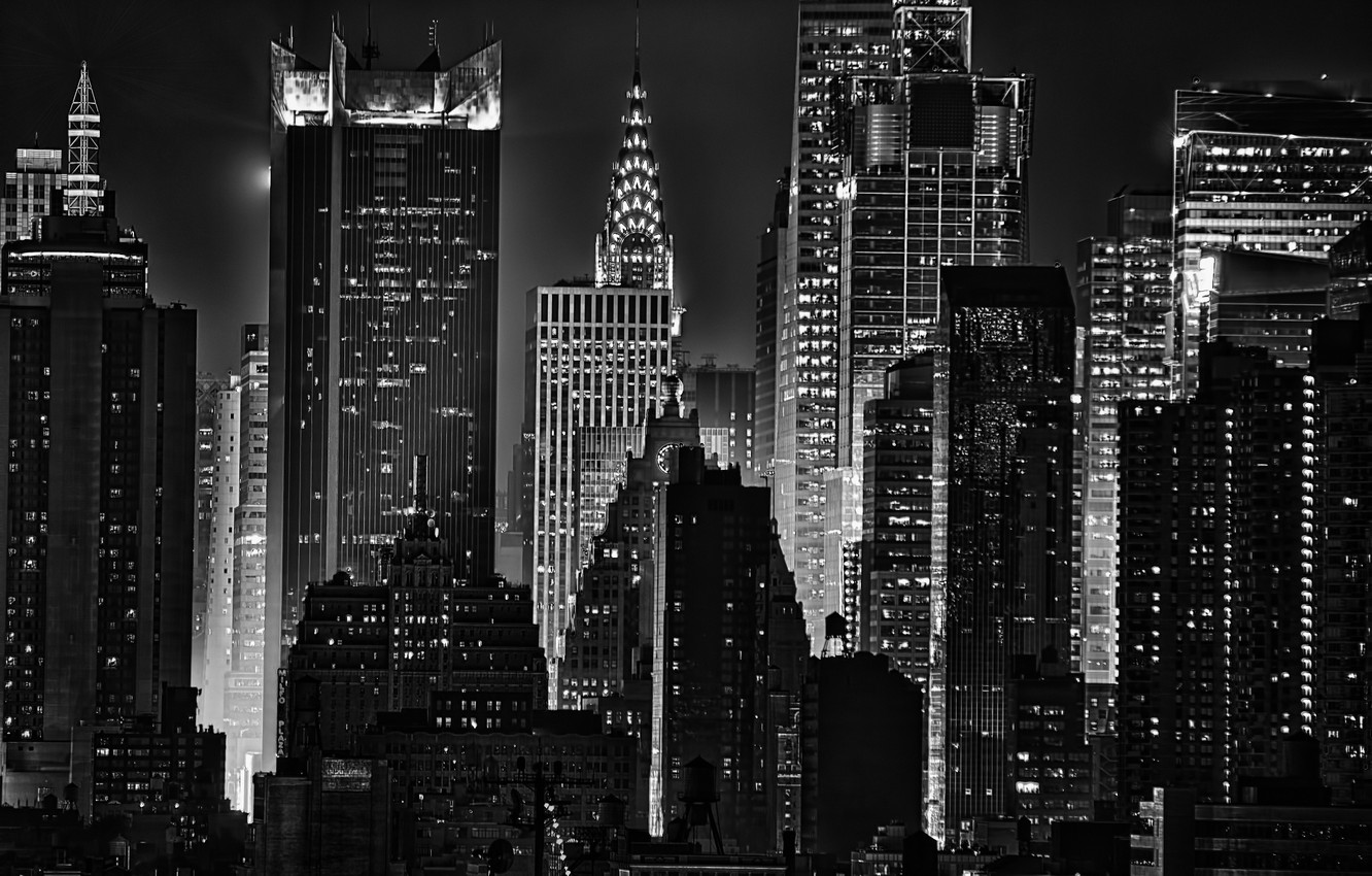 Photo Wallpaper Light, Night, Lights, Building, New - Building Noir - HD Wallpaper 