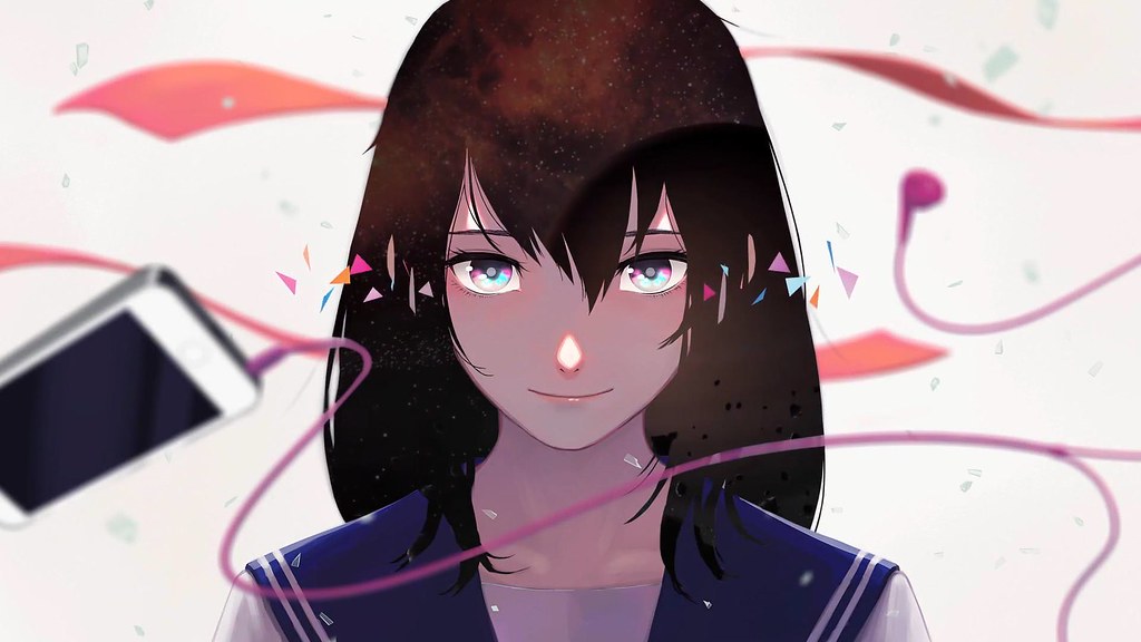 Anime Girl Hair Face - HD Wallpaper 