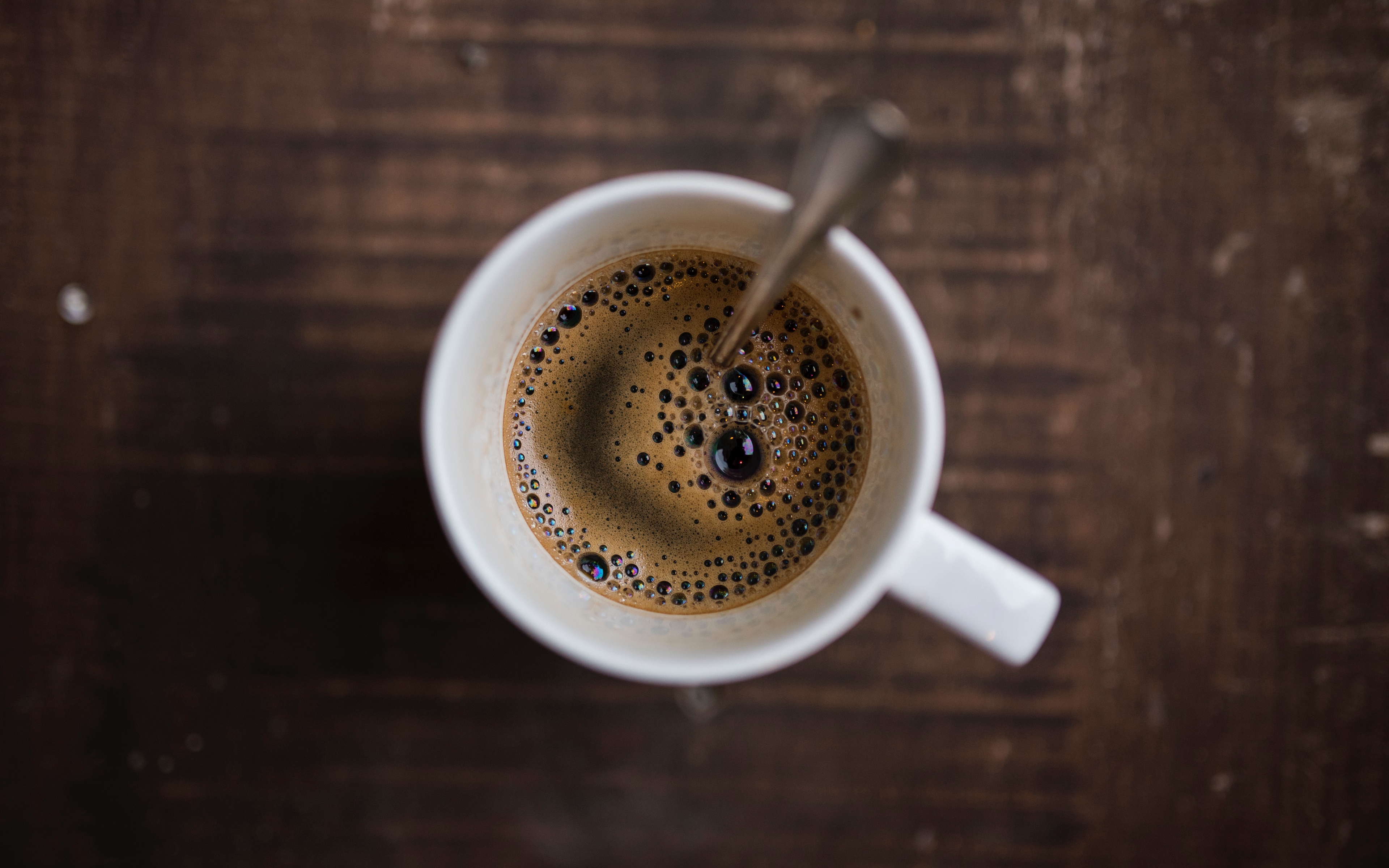Wallpaper Coffee, Espresso, Cup, Foam, Spoon - Top Down Coffee Cup - HD Wallpaper 
