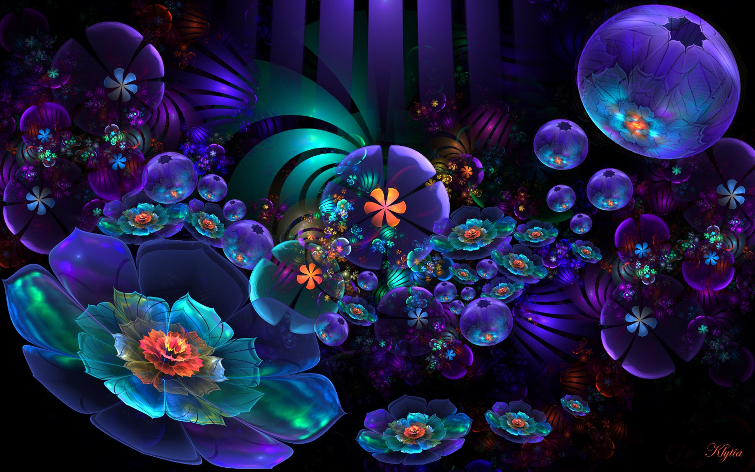 Neon Flowers Background - HD Wallpaper 
