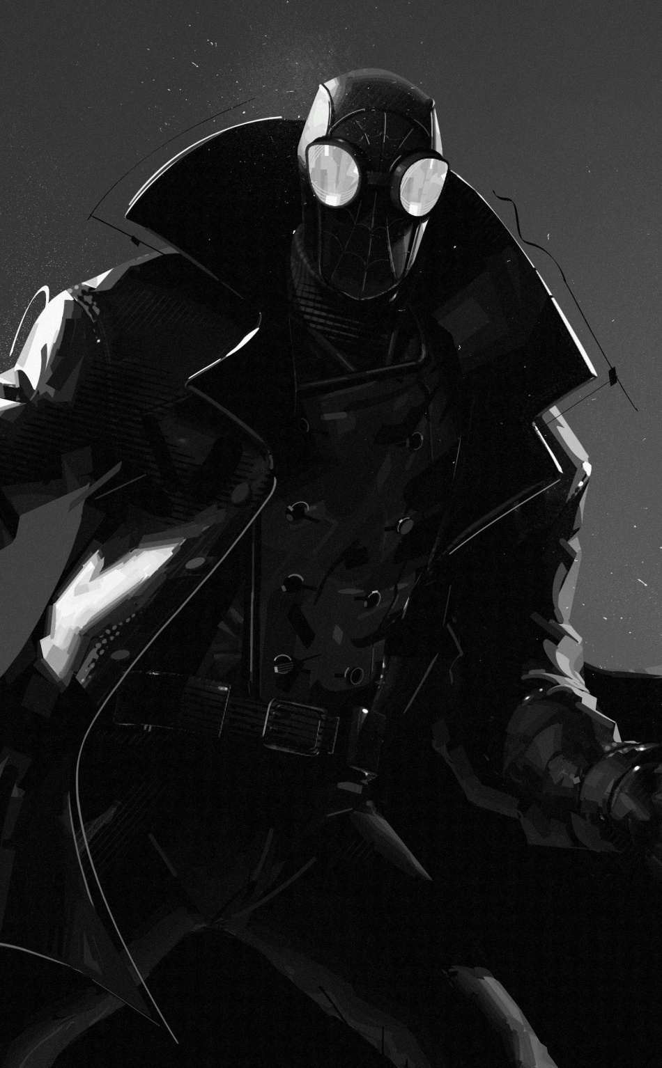 Spider-man Noir, Bw, Monochrome, Superhero, Wallpaper - Spider Man Noir Into The Spider Verse - HD Wallpaper 