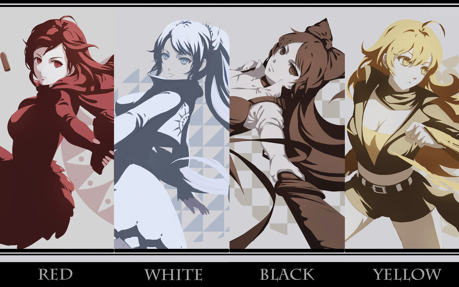 Anime Rwby Ruby Rose Weiss Schnee Blake Belladonna - Weiss Blake Belladonna Rwby Yang - HD Wallpaper 