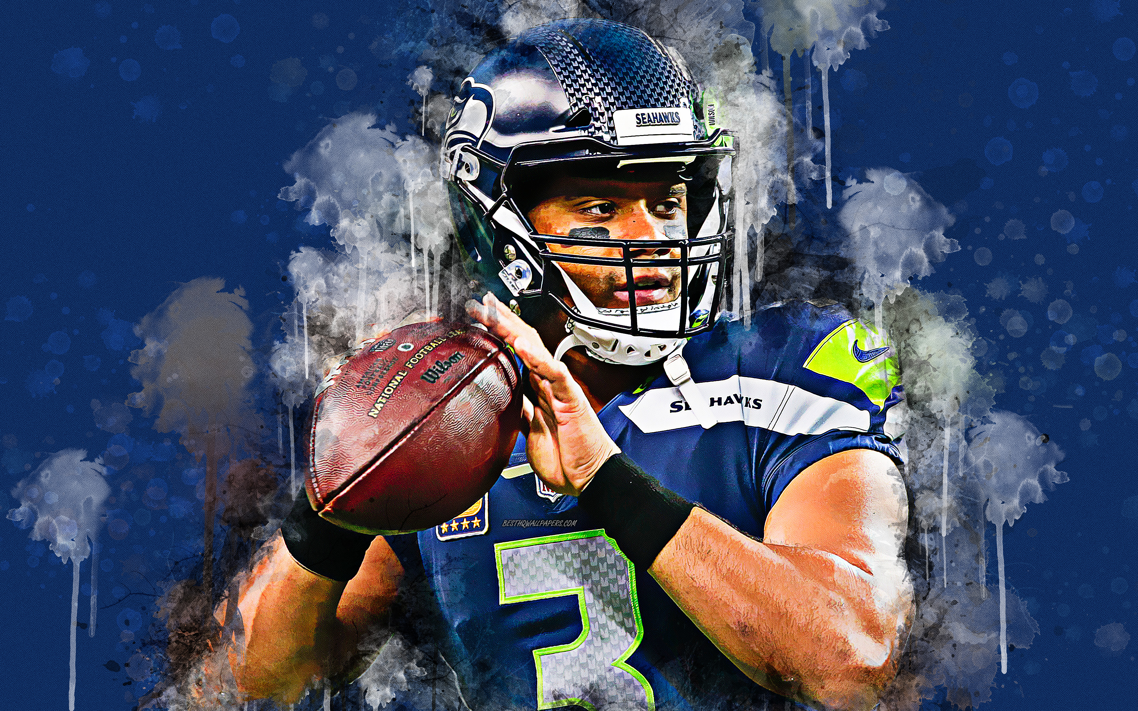 Russell Wilson, Nfl, 4k, Seattle Seahawks, Creative - Russell Wilson Wallpaper 2018 - HD Wallpaper 