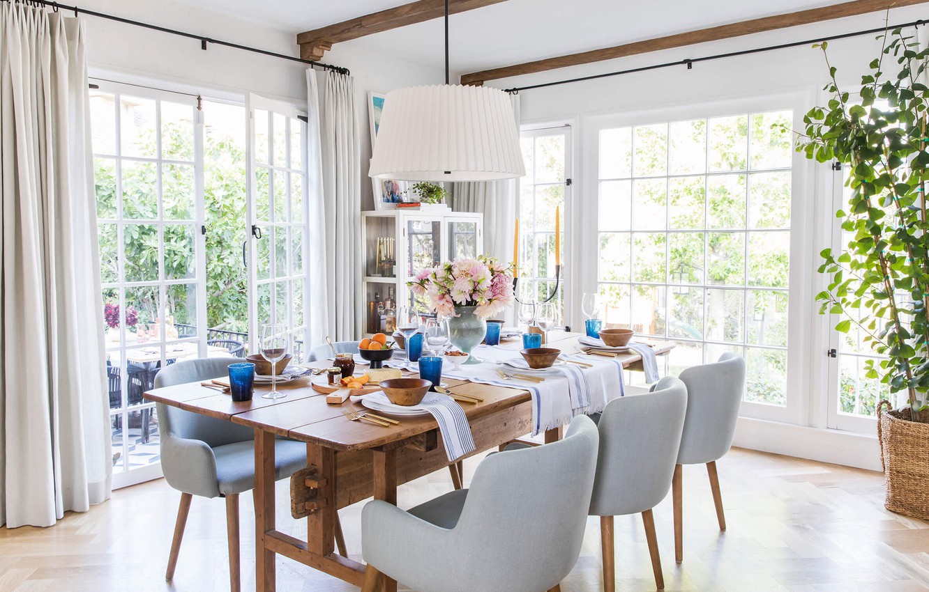 Photo Wallpaper Room, Interior, Dining Room, Modern - Interior Modern English Cottage - HD Wallpaper 