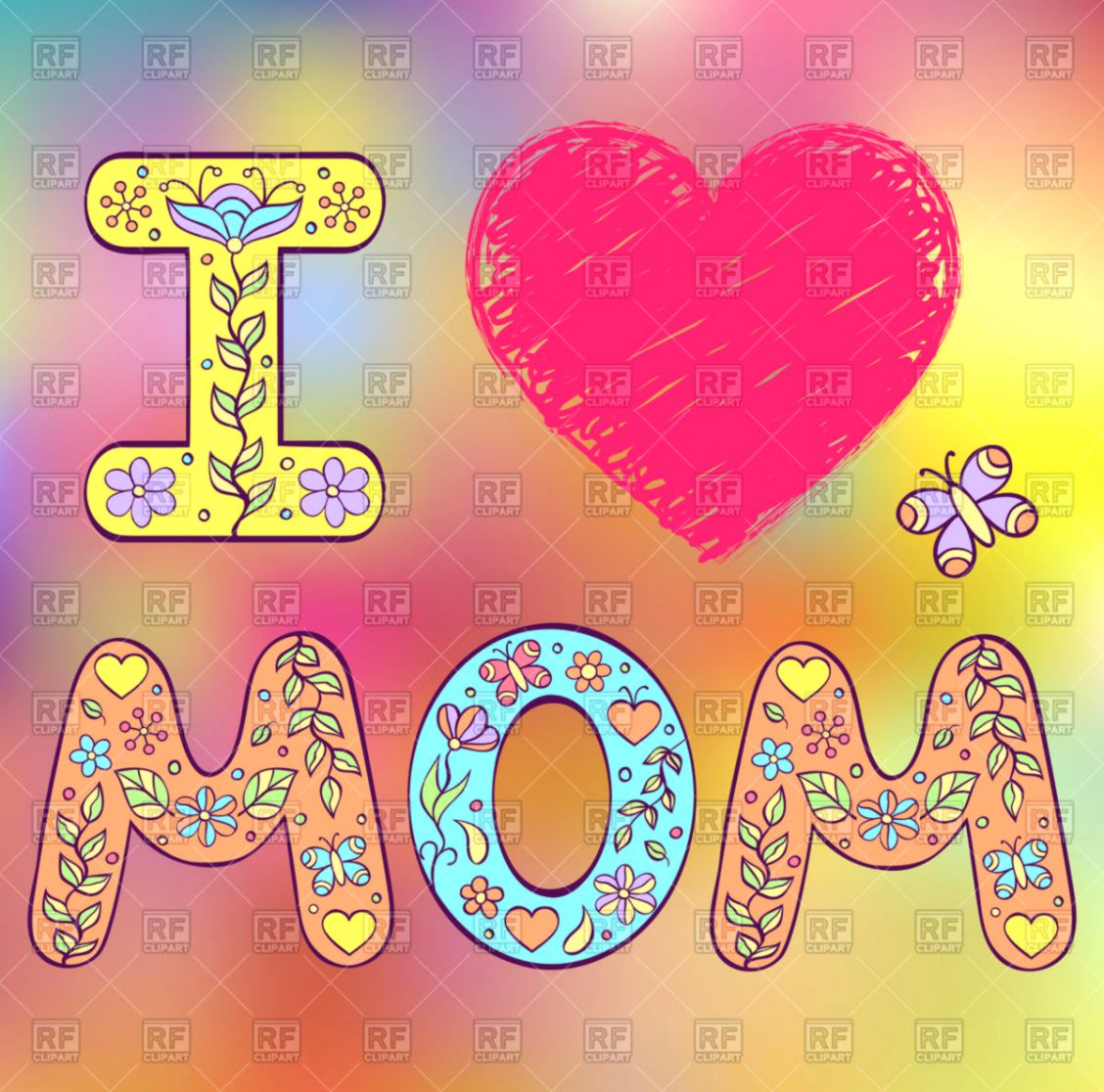 I Love Mom Hand Drawn Mothers Day Card Vector Illustration - Heart - HD Wallpaper 