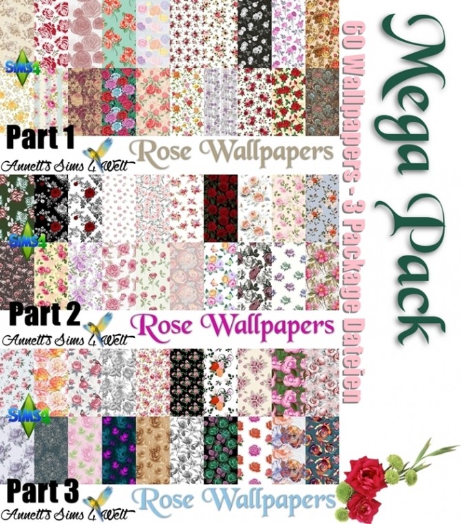 Mega Pack 60 Rose Wallpapers At Annett’s Sims 4 Welt - Sims 4 Wallpaper Pack - HD Wallpaper 