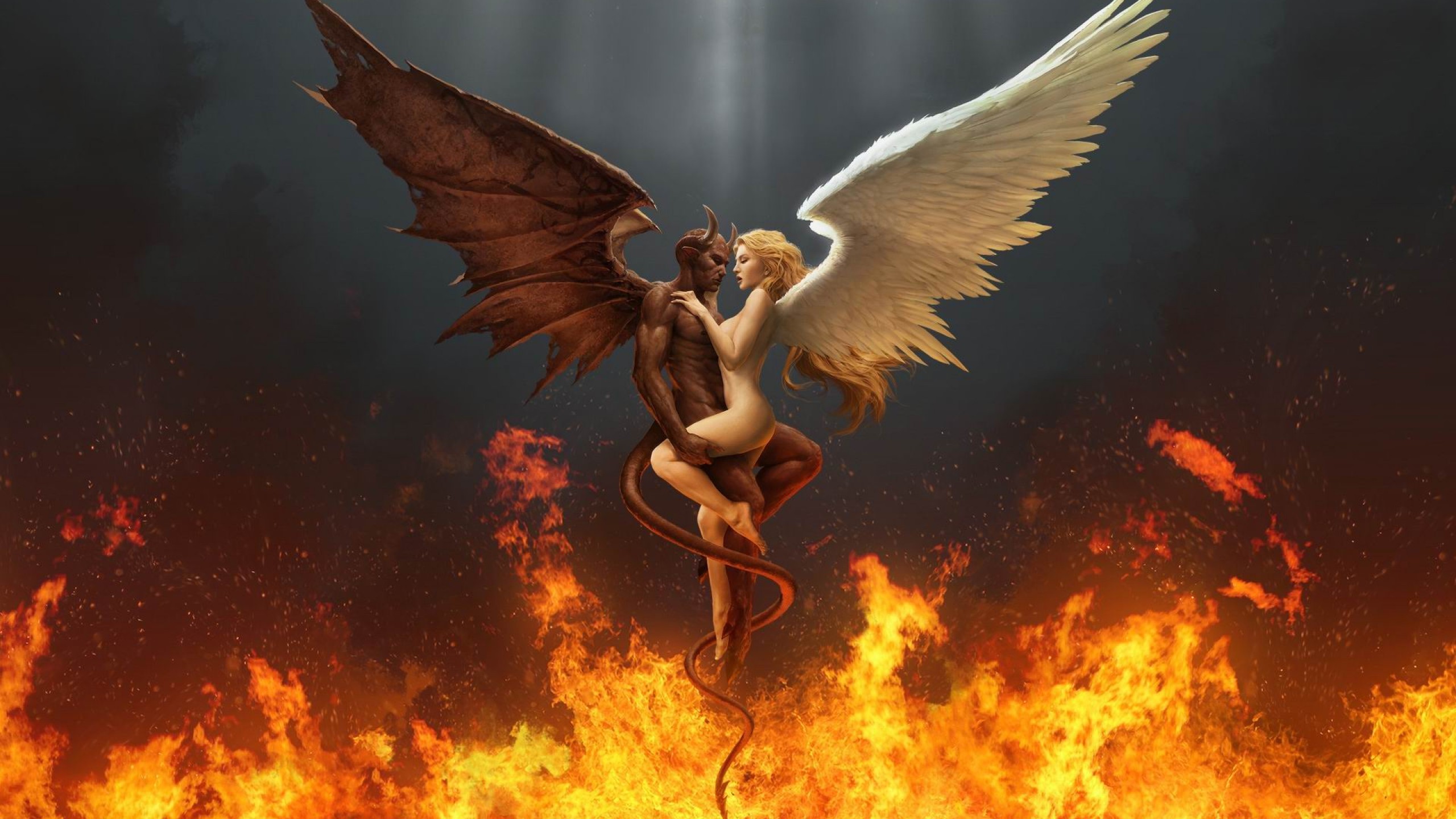 2560x1440, Fire Demon Wallpaper Background 
 Data Id - Angels And Demons - HD Wallpaper 