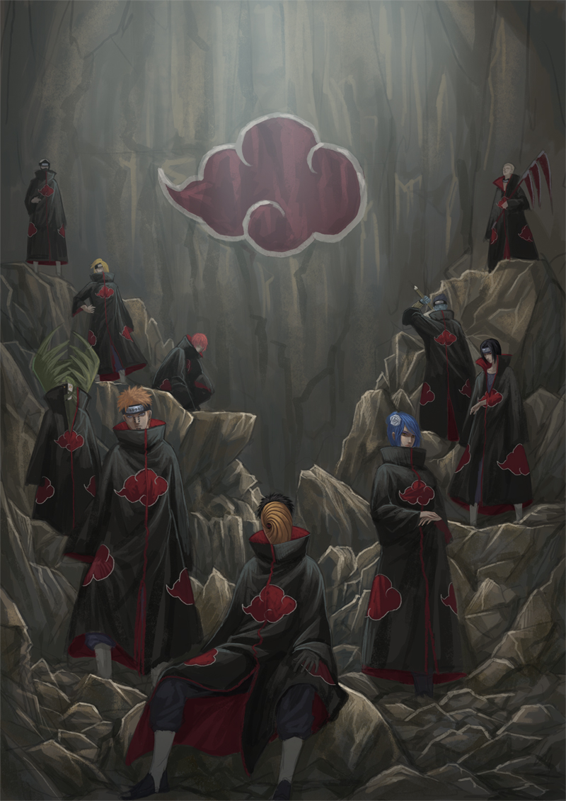 Uchiha Itachi, Konan, Deidara, Sasori, Pain, And 5 - Naruto Akatsuki Art - HD Wallpaper 
