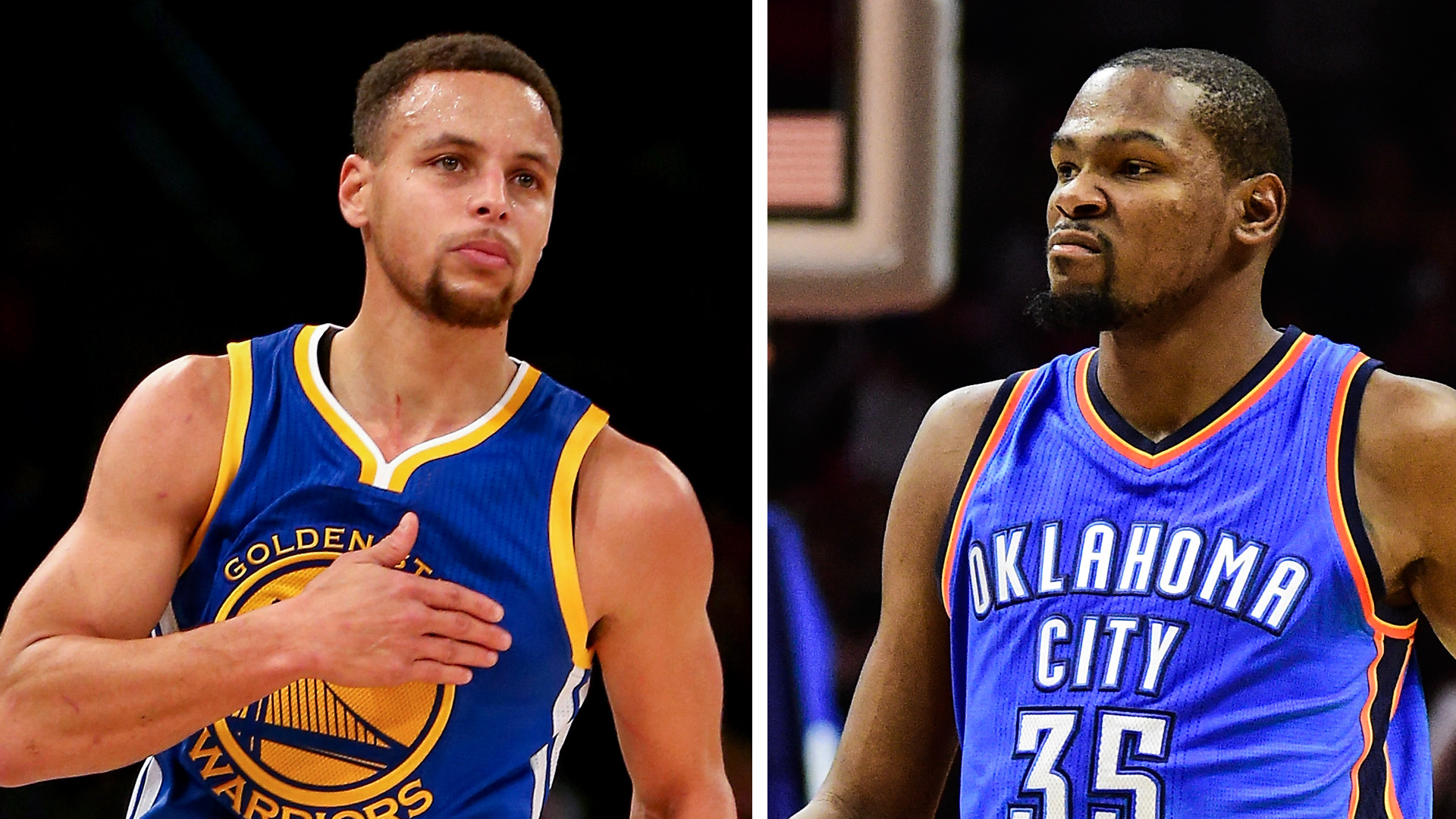 Split Steph Curry Kevin Durant Getty 020616 Ftr - Golden State Warriors - HD Wallpaper 
