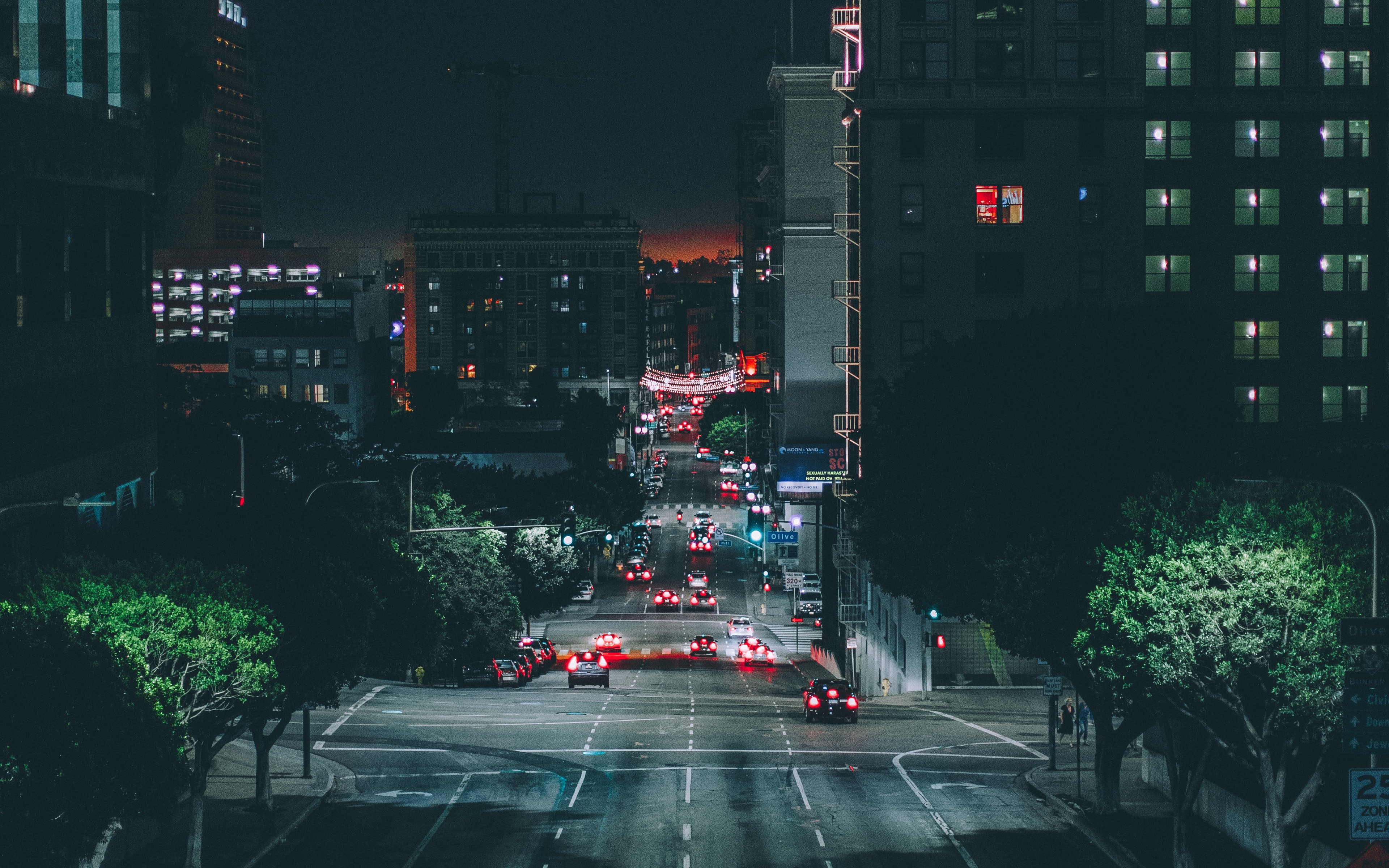 Wallpaper Los Angeles, Night City, Road, Traffic - HD Wallpaper 