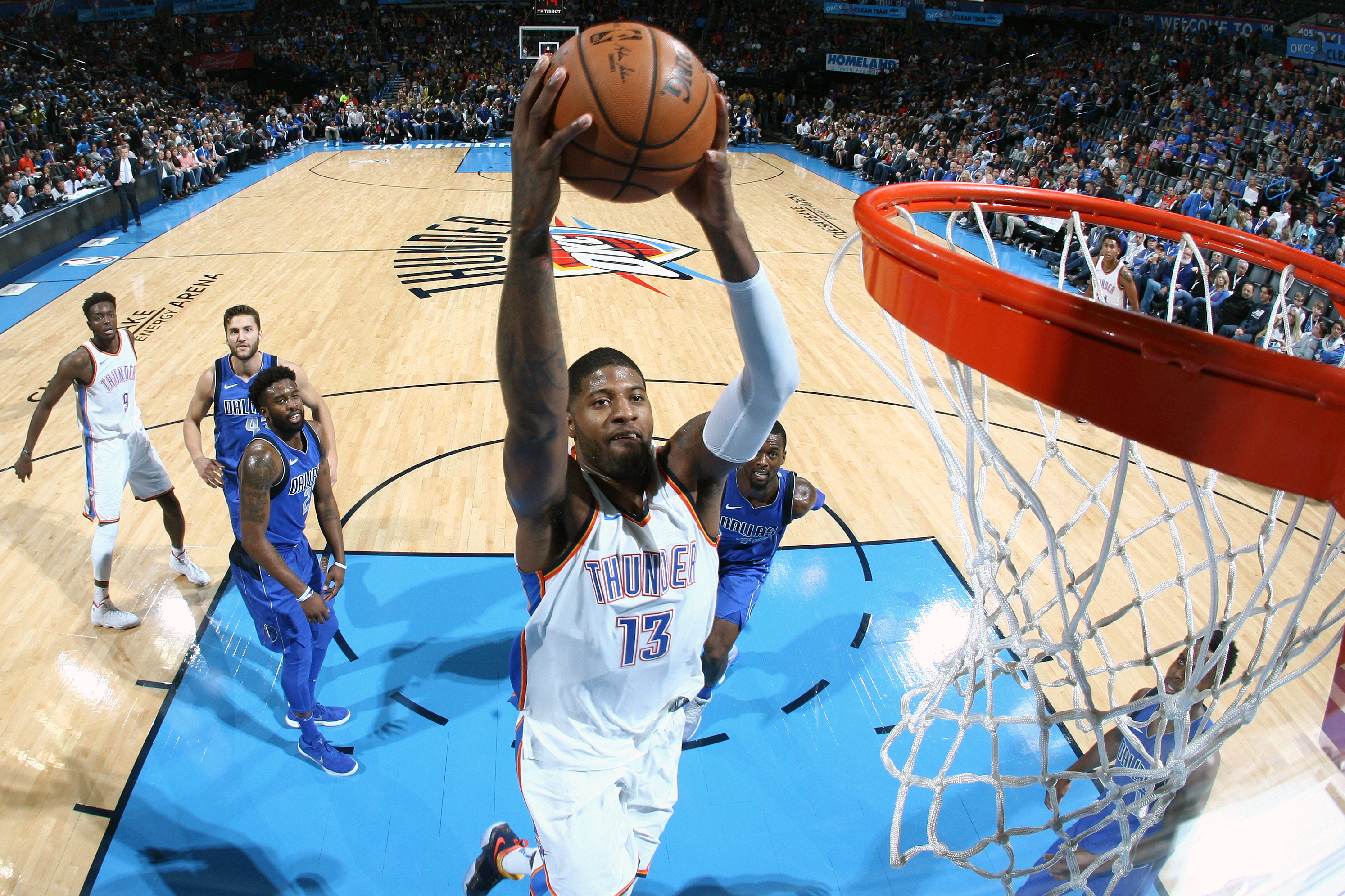 Thunder Paul George Dunk - HD Wallpaper 