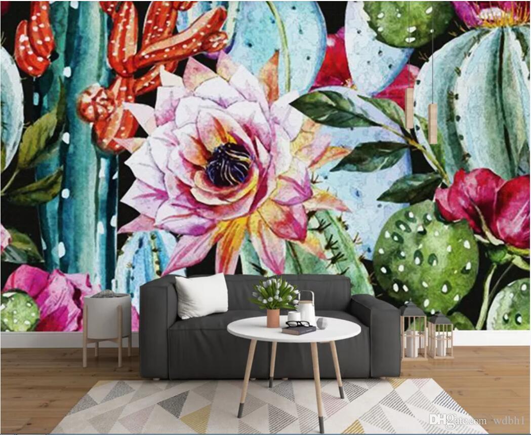 Watercolor Cactus Print Pattern - HD Wallpaper 