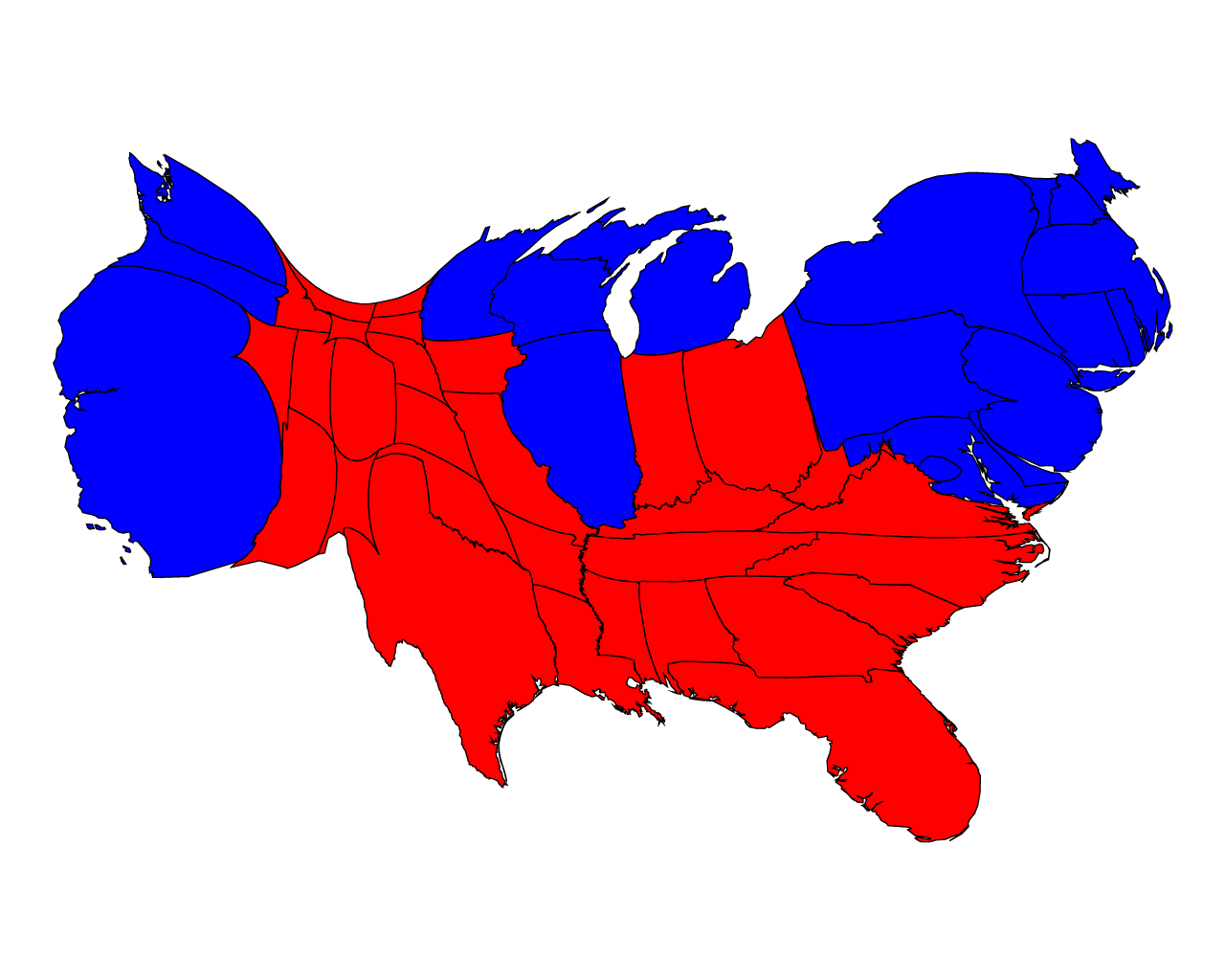 Electoral College Cartogram - HD Wallpaper 