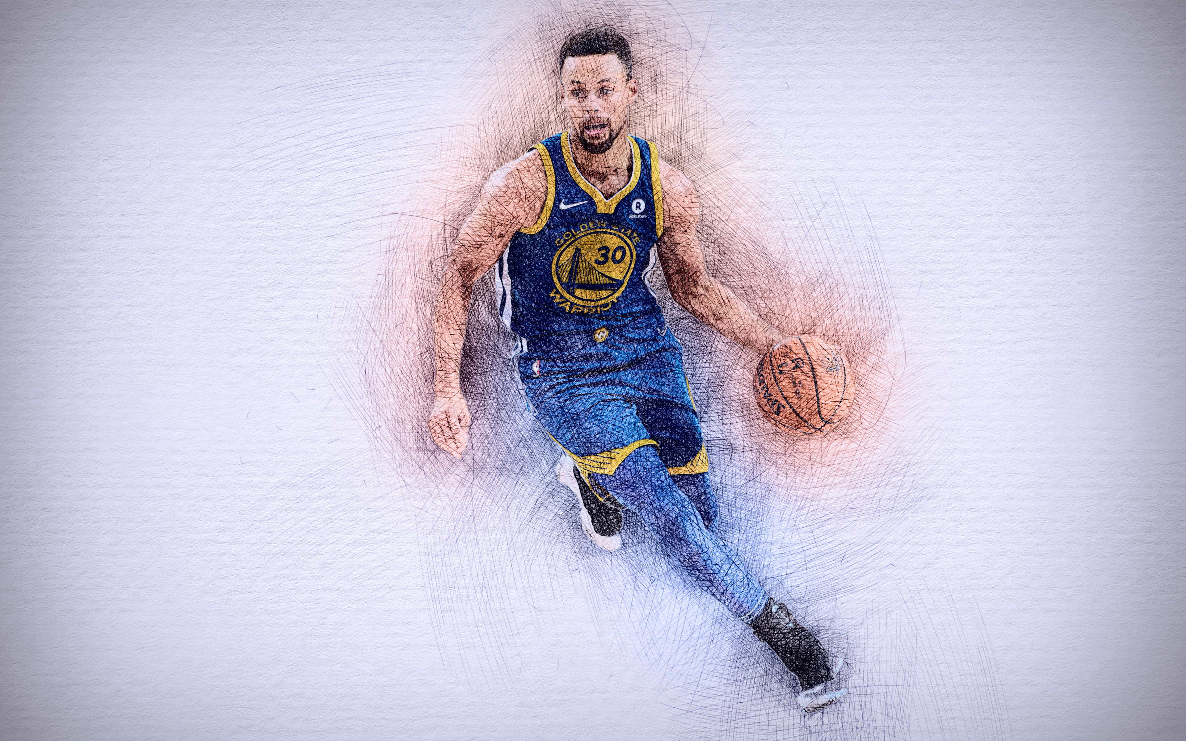 Basketball Sketch Steph Curry - HD Wallpaper 