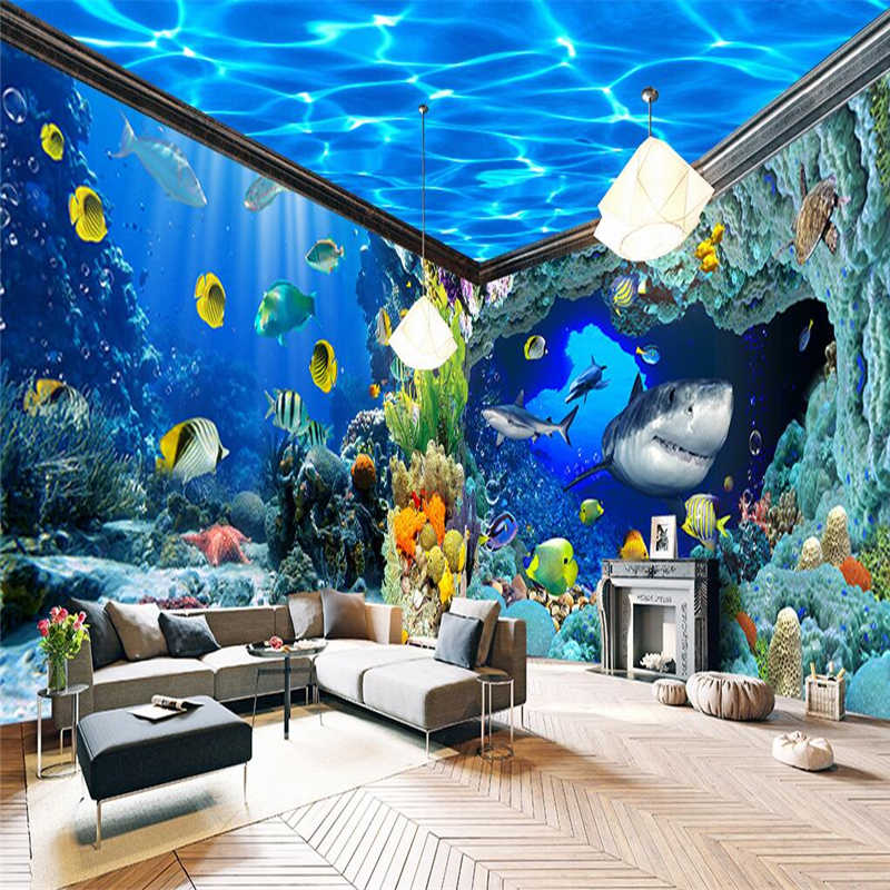 Beibehang Underwater World Aquarium Theme Backdrop - Aquarium Wall - HD Wallpaper 