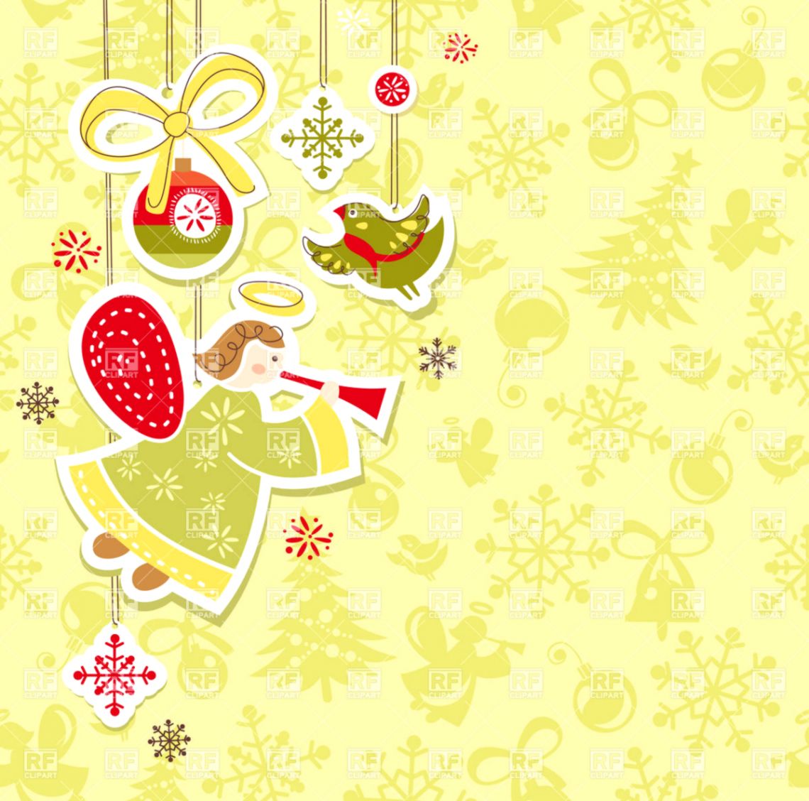 Christmas Card Paper Cut Angel Bird And Christmas Ball - Angel Christmas - HD Wallpaper 
