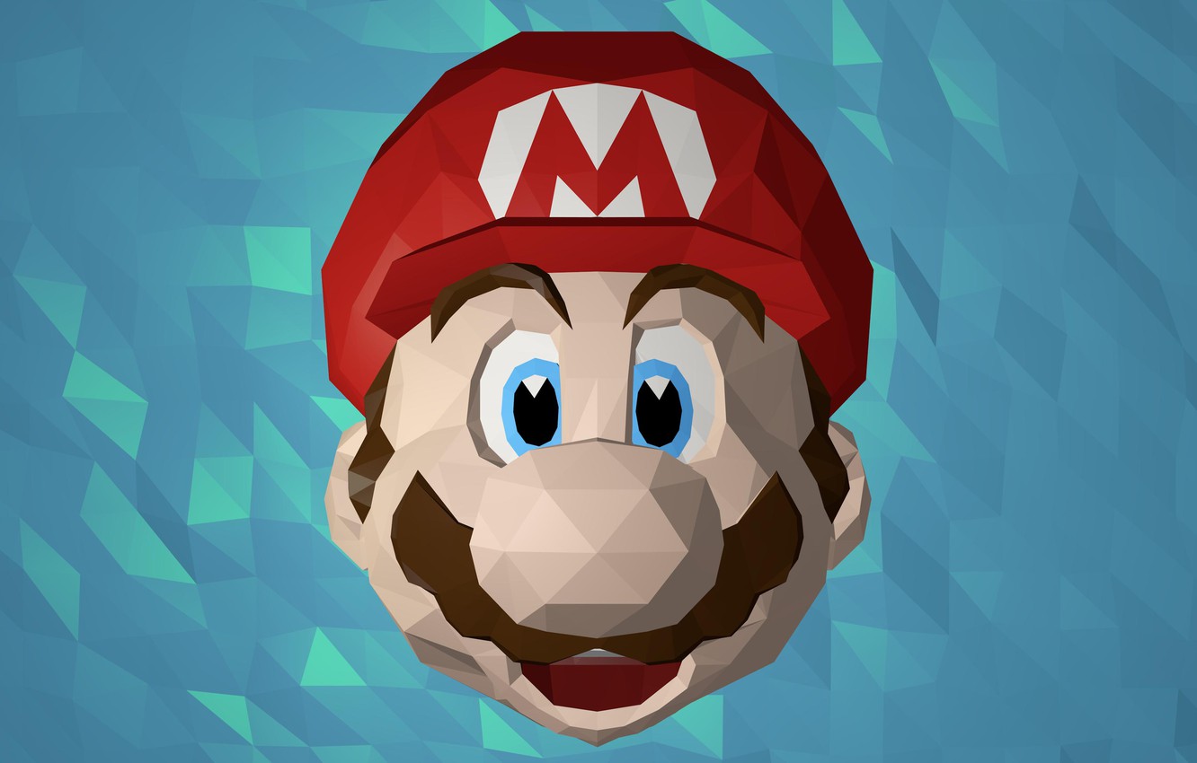Photo Wallpaper Face, Mario, Mario, Low Poly, Mario - Etui Z Super Mario - HD Wallpaper 