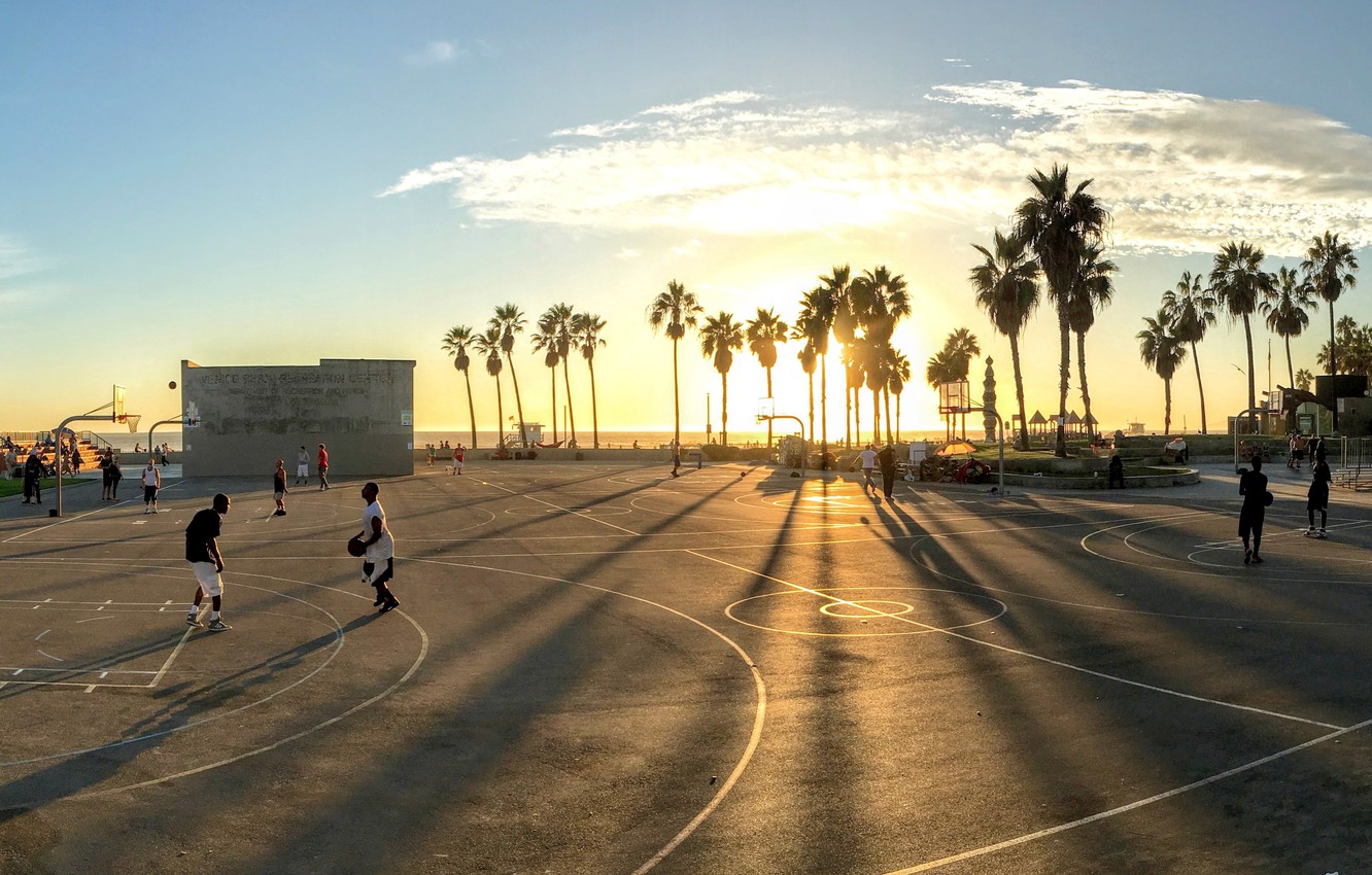 Photo Wallpaper Usa, United States, Sky, Trees, Beach, - Los Angeles Beach - HD Wallpaper 