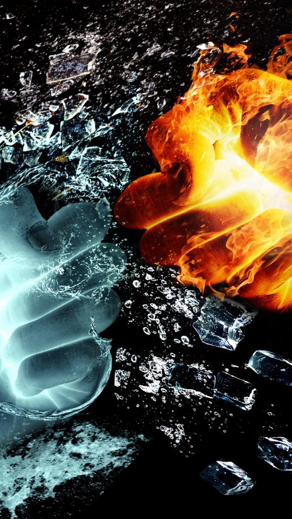 Fire And Water Hands - HD Wallpaper 
