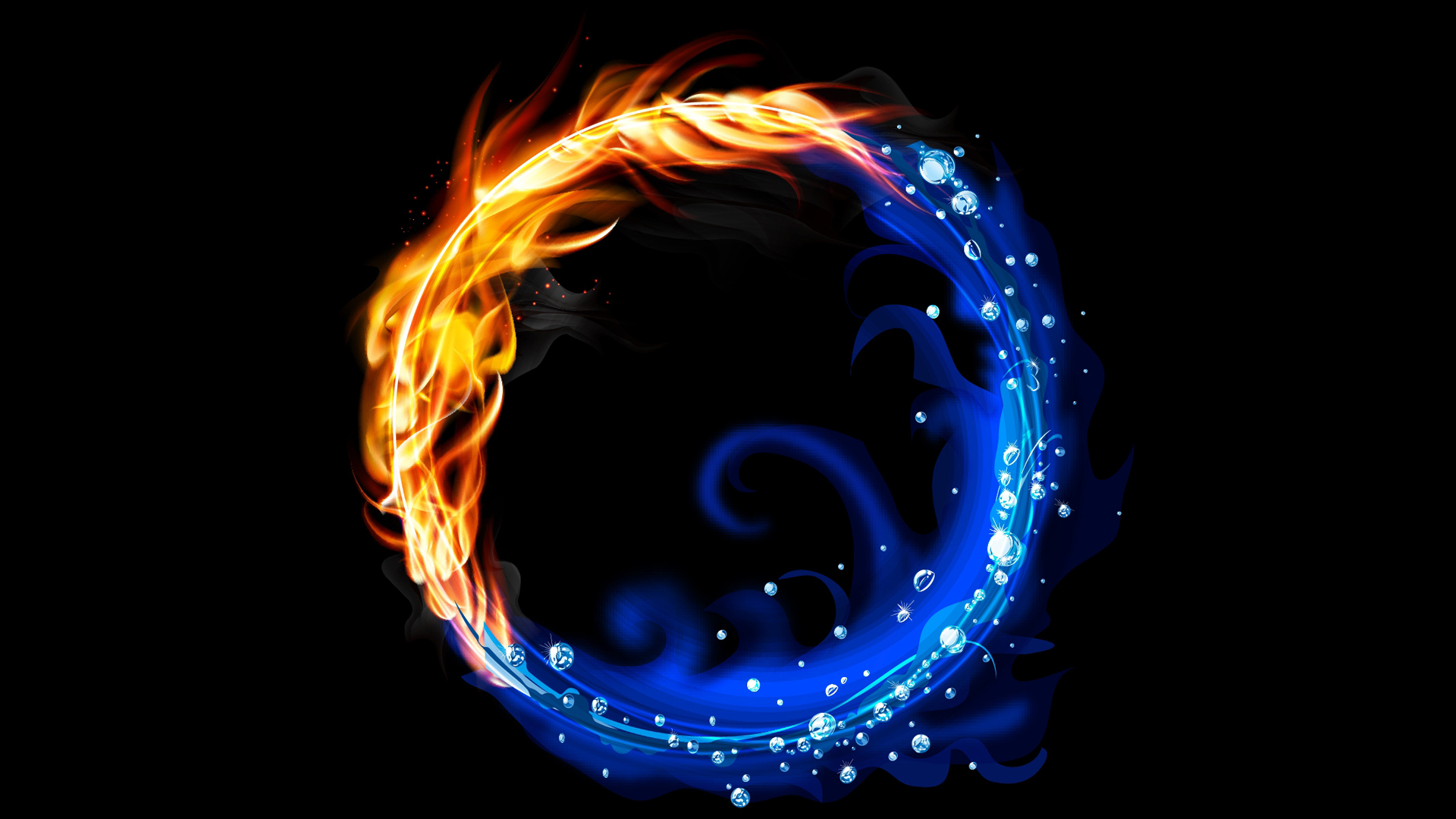 Fire And Water Wallpaper - Fire And Water Circle - HD Wallpaper 