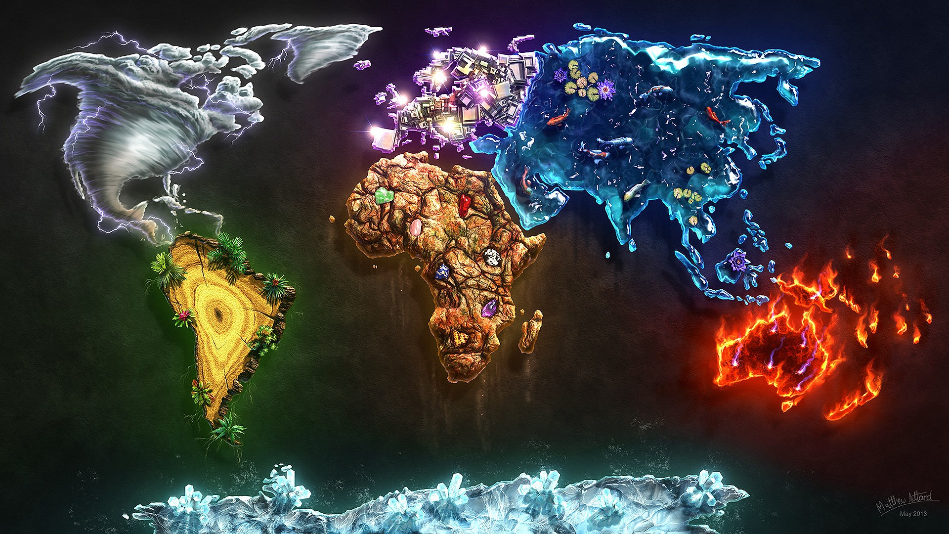 Elements World Map - HD Wallpaper 