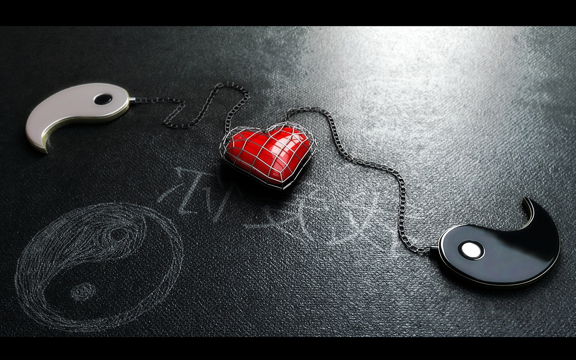 Ying Yang Heart - HD Wallpaper 
