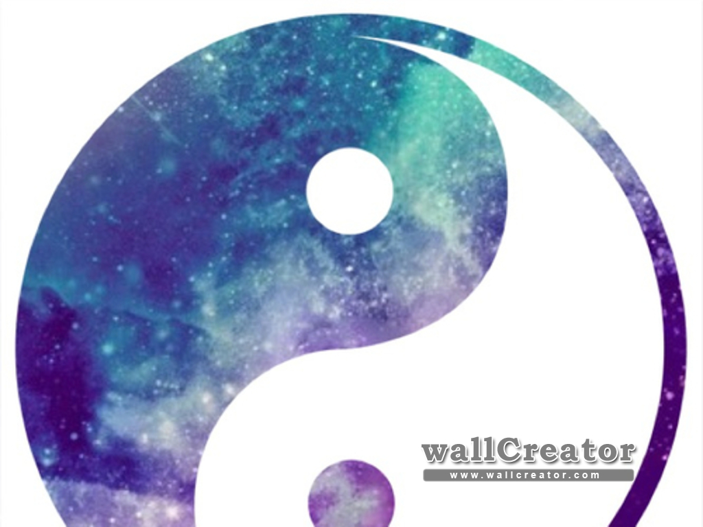 1366 / 768 Wallpaper - Blue And Purple Yin Yang - HD Wallpaper 