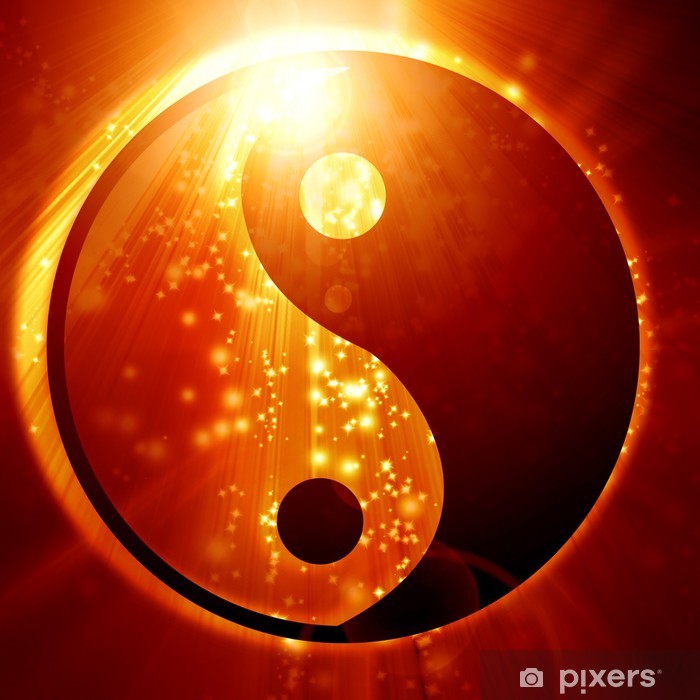 Red Background Yin Yang Glow - HD Wallpaper 