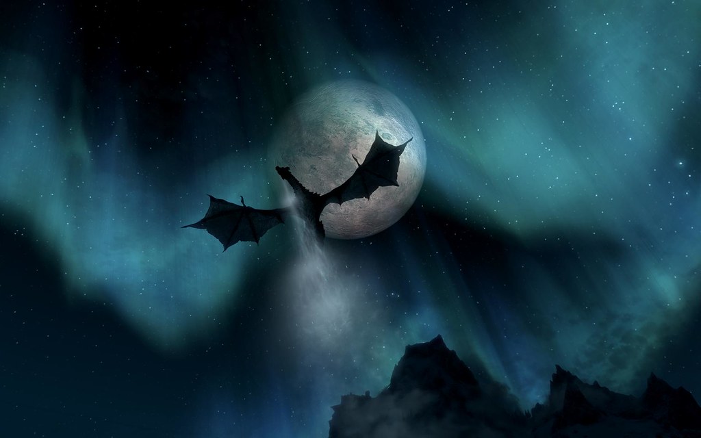 Dragon Flying In The Night - HD Wallpaper 