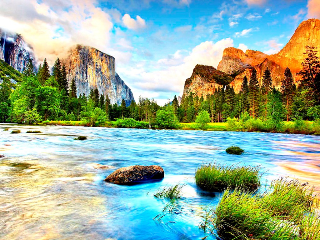 River Nature Wallpapers Hd Pictures One Hd Wallpaper - Yosemite National  Park, Yosemite Valley - 1024x768 Wallpaper 