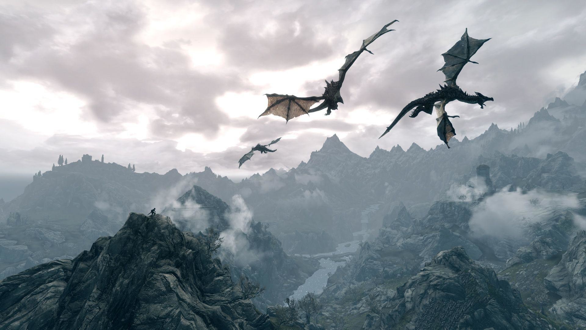 Wallpapers For > Skyrim Dragon Wallpaper Widescreen - Skyrim Dragon - HD Wallpaper 