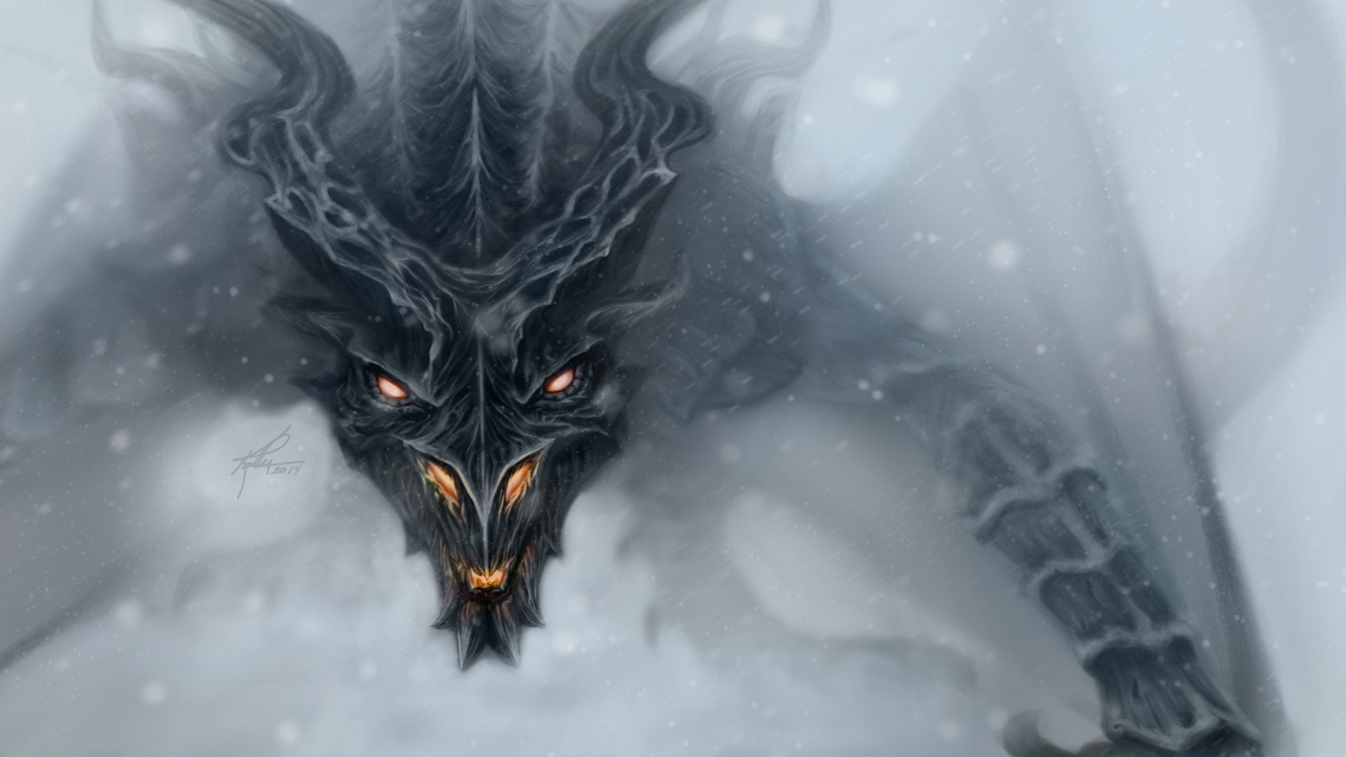 Wallpaper Dragon, Alduin, Skyrim, Art - Skyrim Alduin Wallpaper Hd - HD Wallpaper 