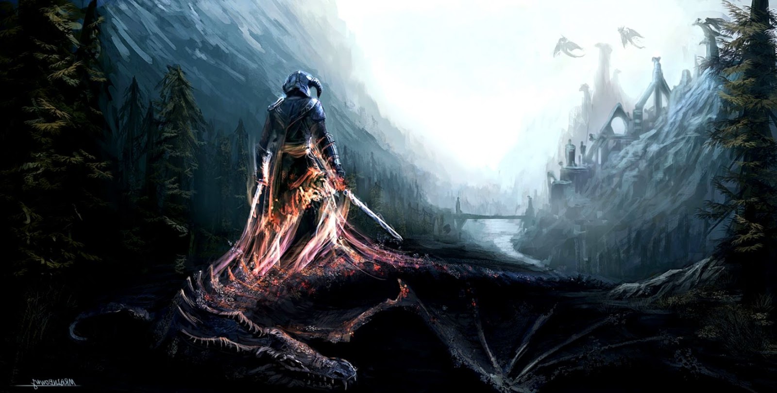 The Elder Scrolls V Skyrim Video Games Alduin Dragon - Skyrim Art - HD Wallpaper 