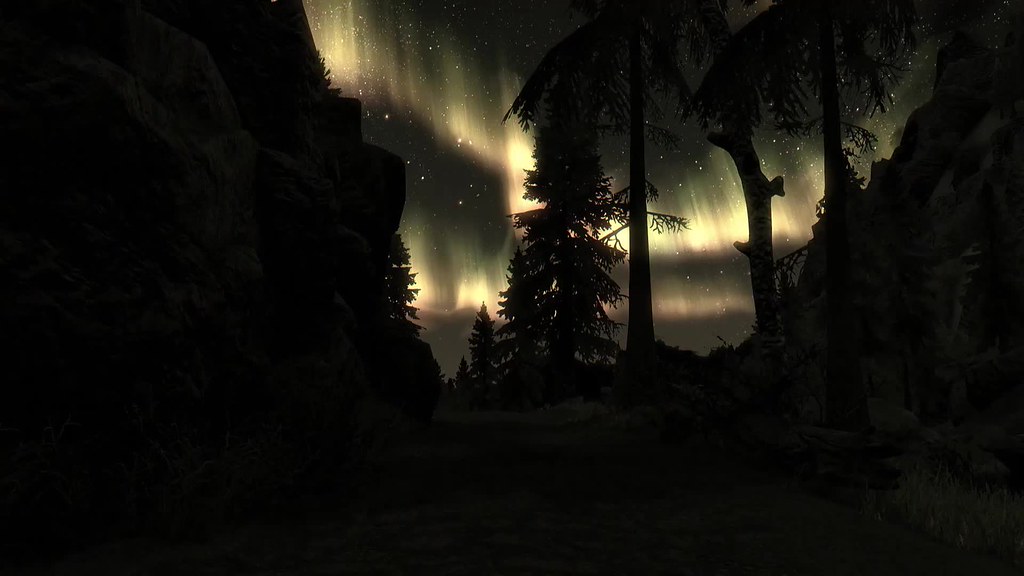 Skyrim Nature Night Shining Live Wallpaper - Darkness - HD Wallpaper 