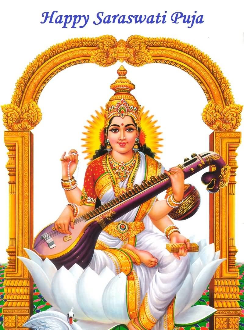 Goddess Saraswati - HD Wallpaper 