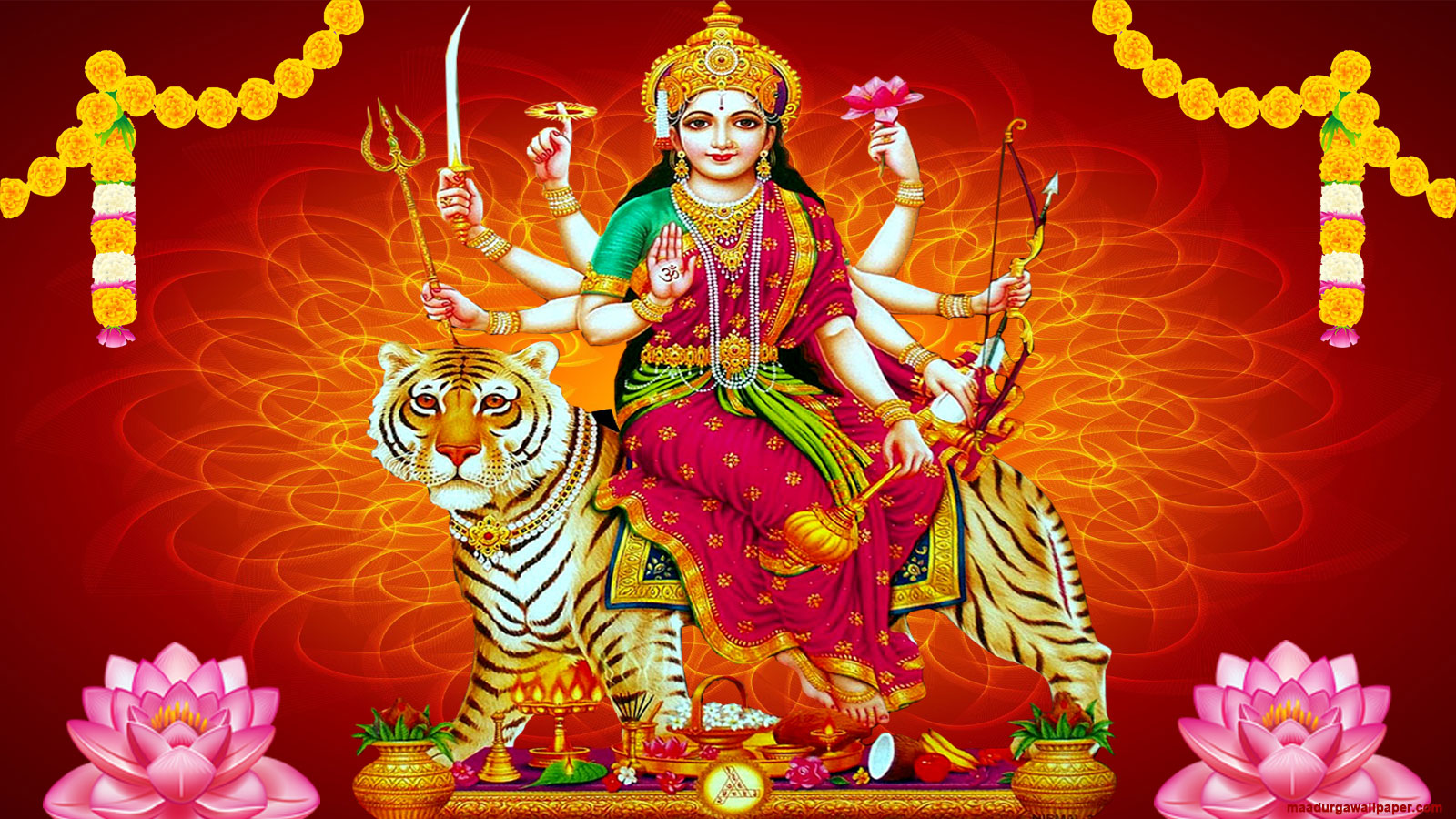 Maa Durga Uhd 4k Backgrounds - नवरात्रि की हार्दिक शुभकामनाएं - 1600x900  Wallpaper 