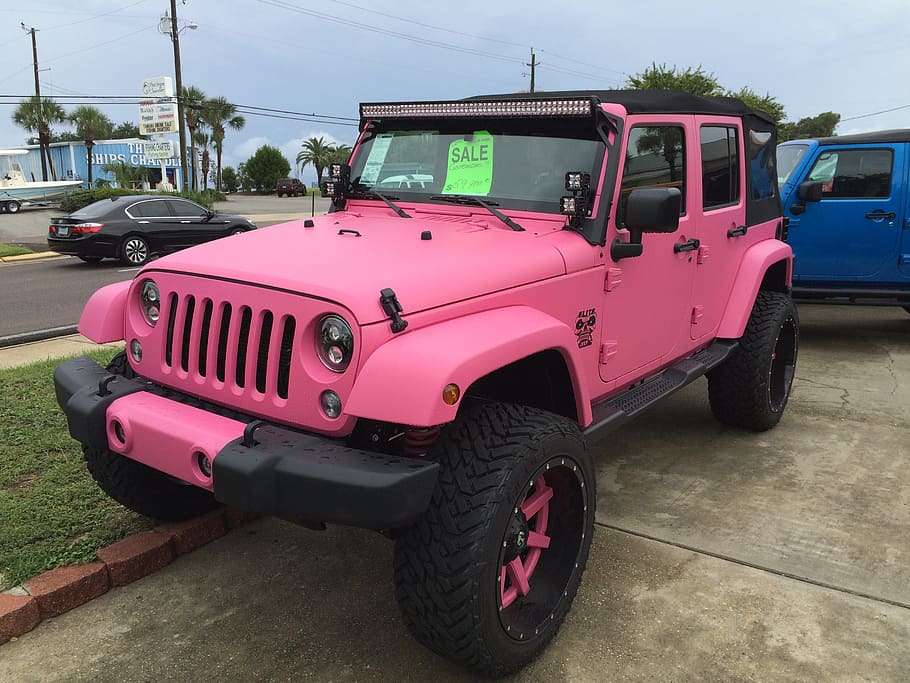 Jeep, Sport, Truck, Pink, Girly, Car, Rent, Sale, Transportation, - Pink Jeep Wrangler 2017 - HD Wallpaper 