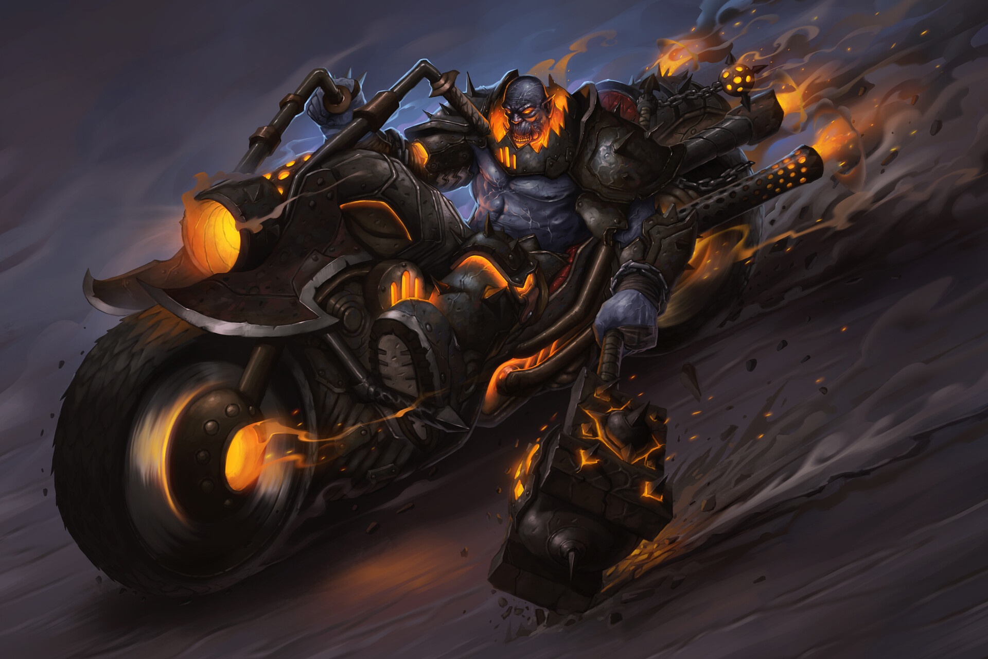 Wallpaper Of Hammer, Motorcycle, Orc, Fantasy Background - World Of Warcraft Black Hand - HD Wallpaper 