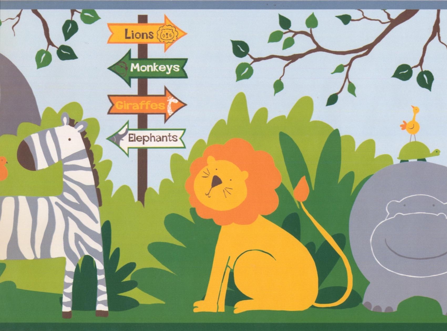 Lion Jungle Border - HD Wallpaper 