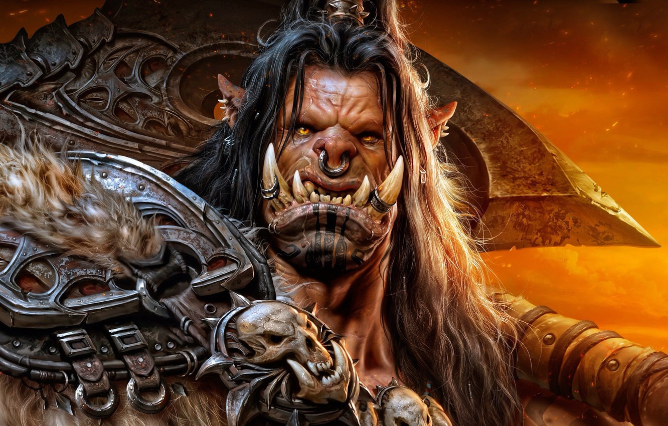 Photo Wallpaper The Game, Orc, Warcraft, Wow, The Art - Wow Warlords Of Draenor Grommash - HD Wallpaper 