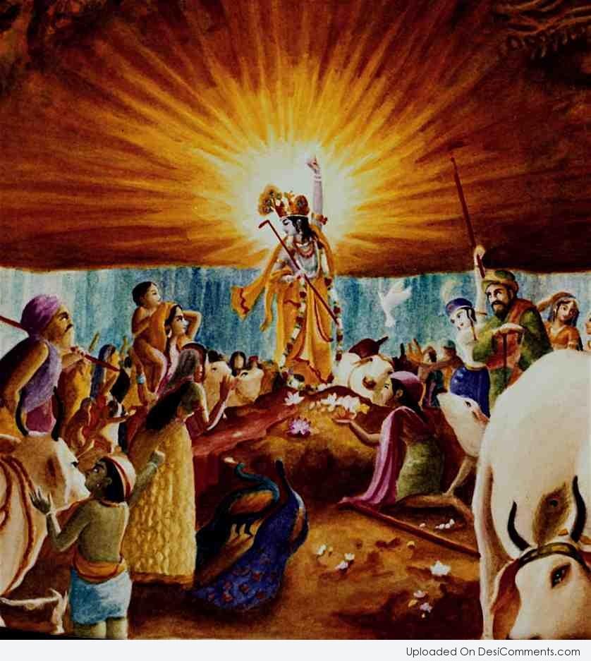 Govardhan Pooja - Krishna Lifting Govardhan Parvat - HD Wallpaper 