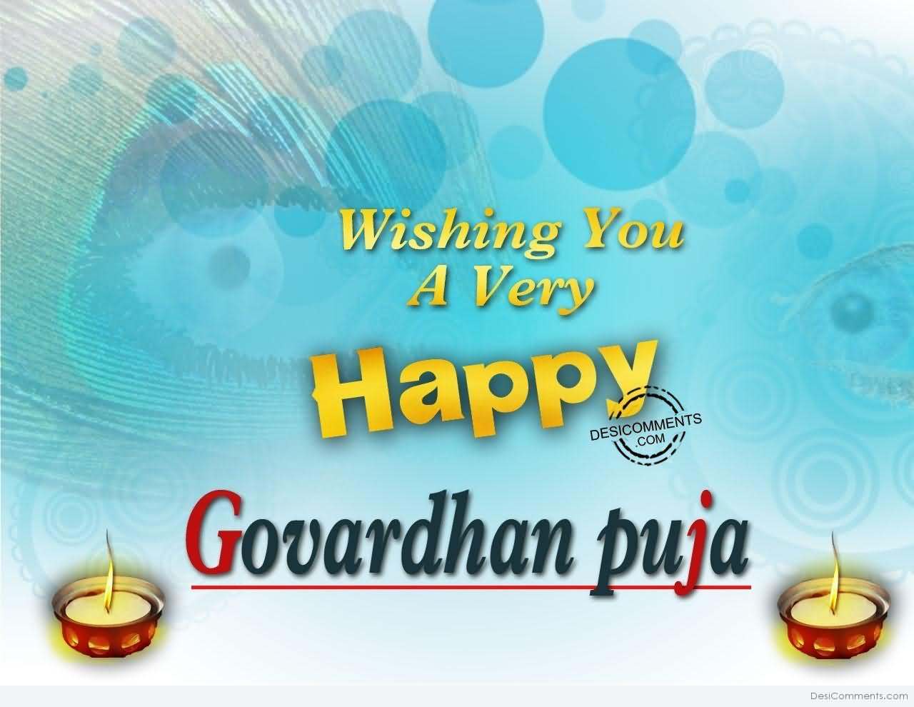 Wishing You A Very Happy Govardhan Puja Greeting Wallpaper - Diwali - HD Wallpaper 