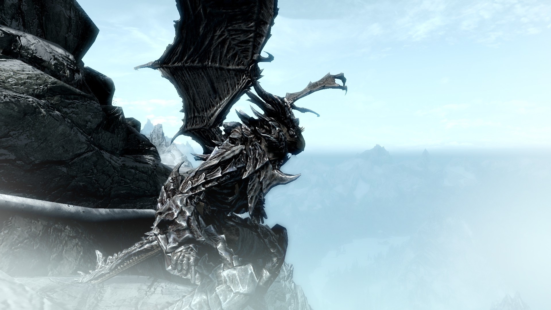 Mountains Dragons Argonian The Elder Scrolls V Skyrim - Dragon - HD Wallpaper 