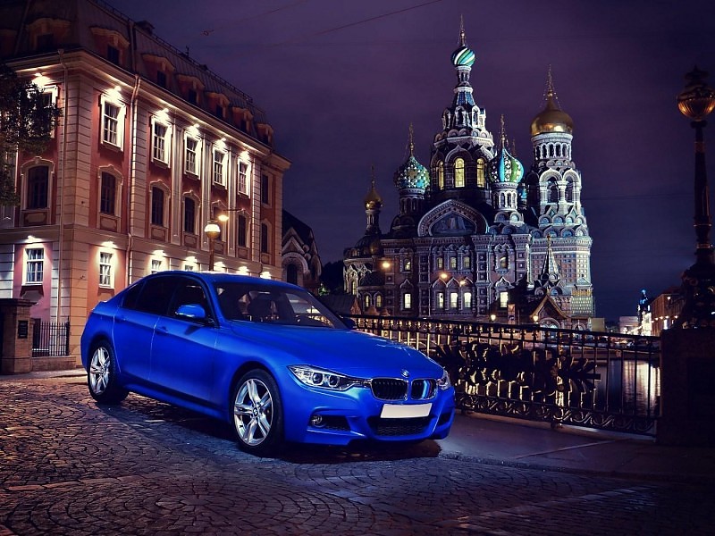 Bmw F30 335i Car Rusia City Wallpaper - Church Of The Savior On Blood - HD Wallpaper 