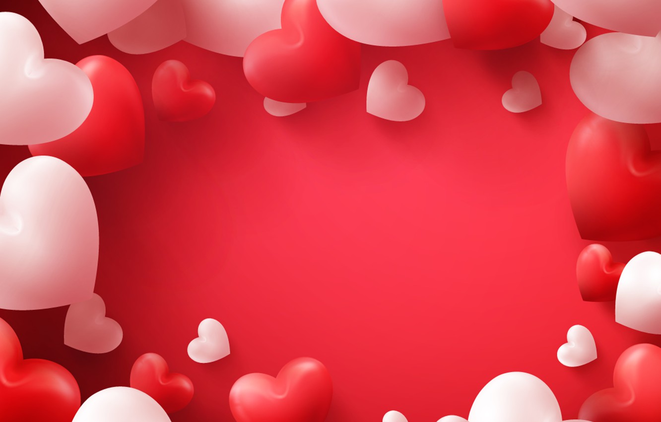 Photo Wallpaper Heart, Balls, Valentine S Day, Valentine - Valentine Day Love Background - HD Wallpaper 