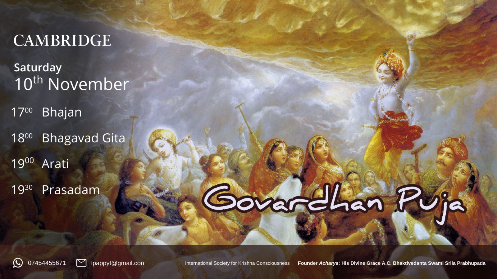 Cambridge Govardhan Puja - Krishna With Govardhan Parvat - HD Wallpaper 