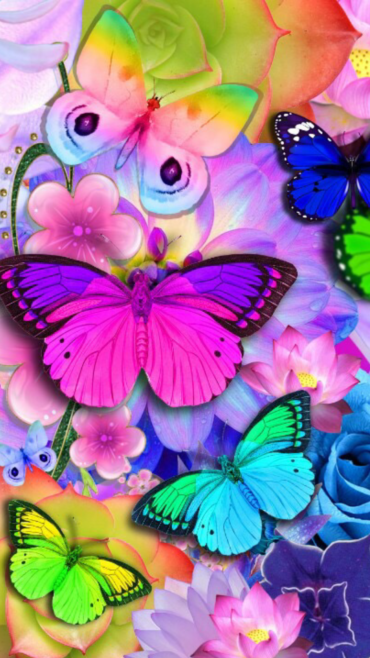 Pink Butterfly Artist Unknown - HD Wallpaper 